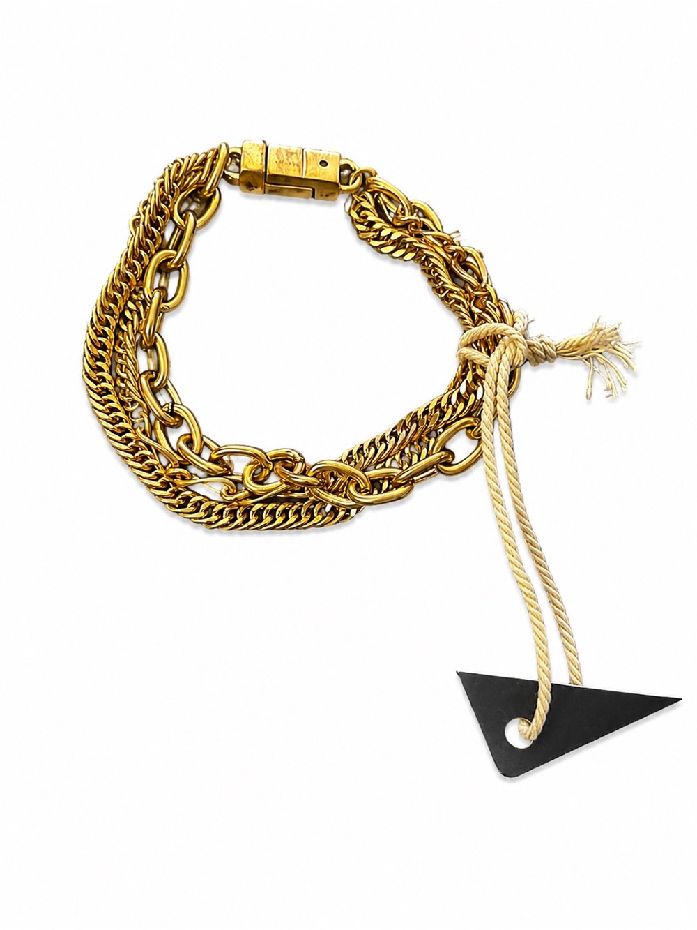 Gold Tone Multi Strand Chain Bracelet Chunky Layered Statement Magnetic Clasp